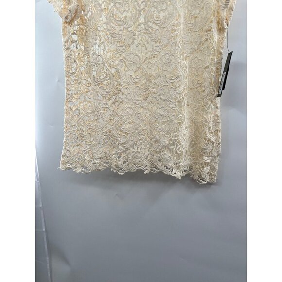 Apt. 9 Open Lace Top Cream Women's Size Large Short Sleeve Career New - Picture 3 of 10